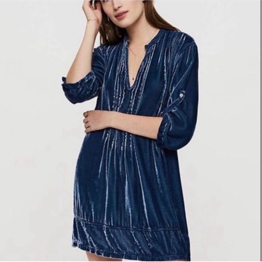 Free People x CP Shades blue velvet Regina Tunic. Size M